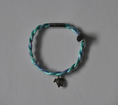 Turtle Fishing Rope Bracelet: Green and Purple